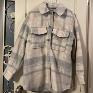 Rachel Roy Gray and Cream Plaid Jacket